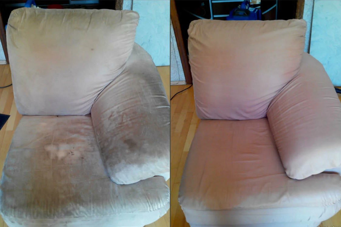 До/после химчистки ковра