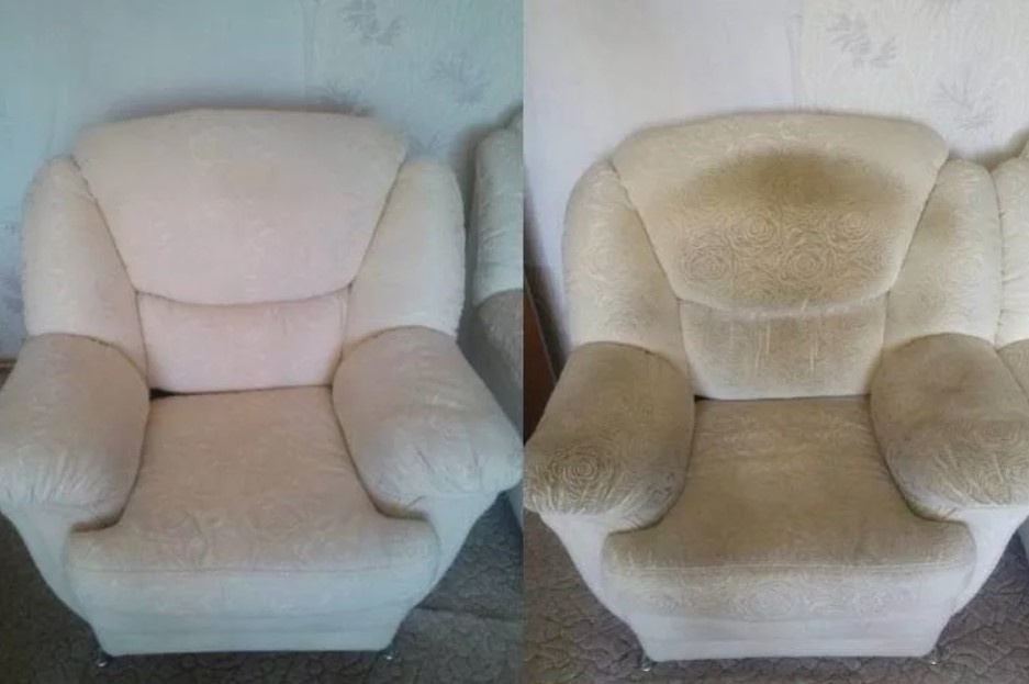 До/после химчистки матраса